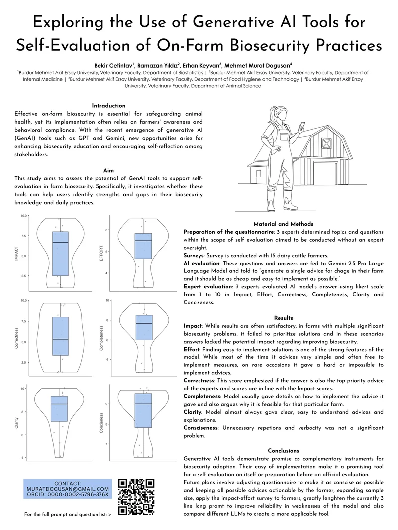 Poster thumbnail: Exploring the Use of Generative AI Tools for Self-Evaluation of On-Farm Biosecurity Practices